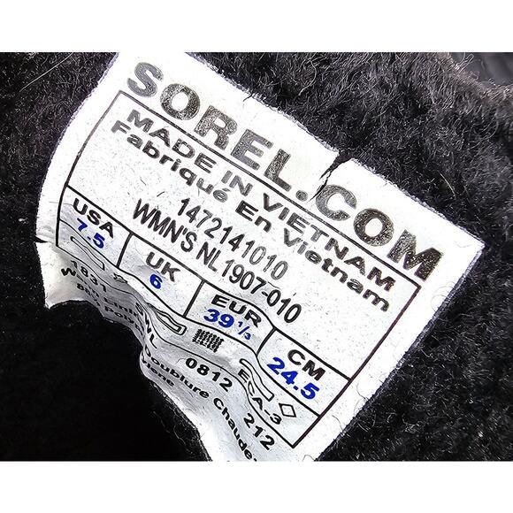 Sorel Winter High Boots Black Suede Insulated Waterproof Mid Calf Women's 7.5 - Picture 8 of 10
